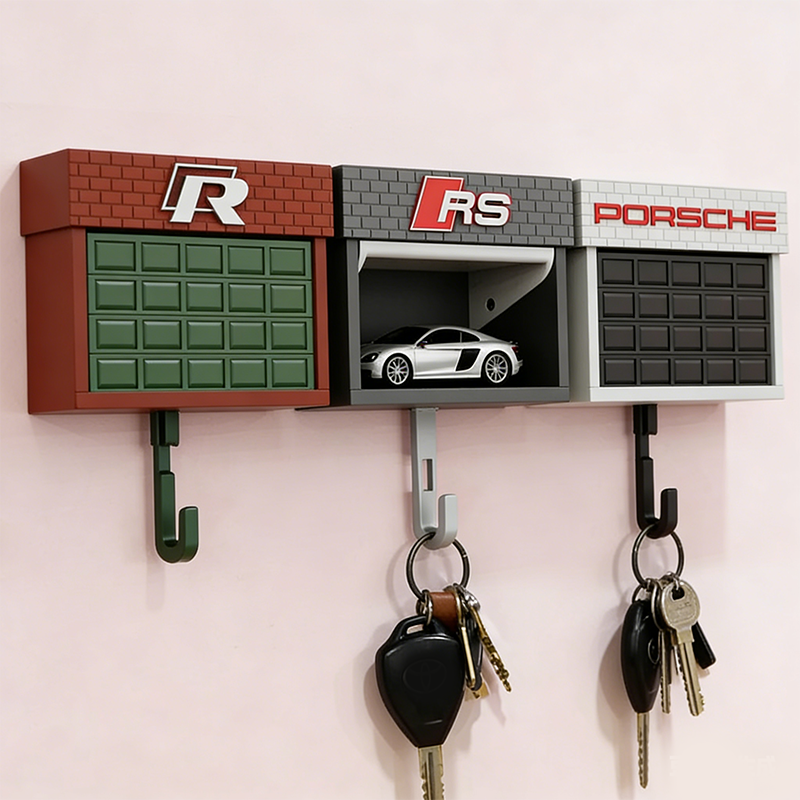 Mini Garage Key Holder: Toy Car Display with Hidden Compartment