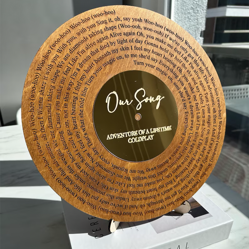 Custom Wooden Vinyl Decor, Personalized Wedding Song Lyrics Engraved,