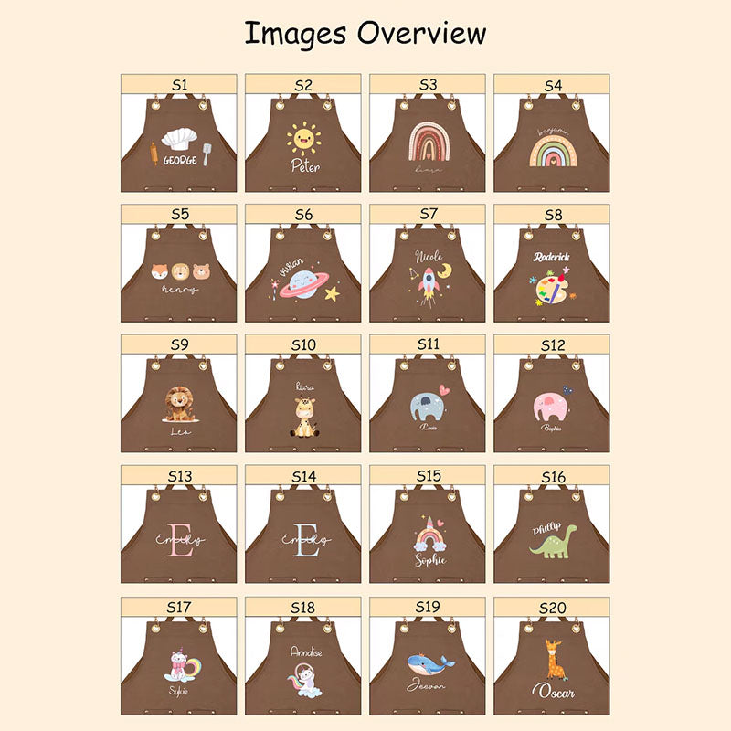 Personalized Cookie Making Kids Apron, Animals Apron