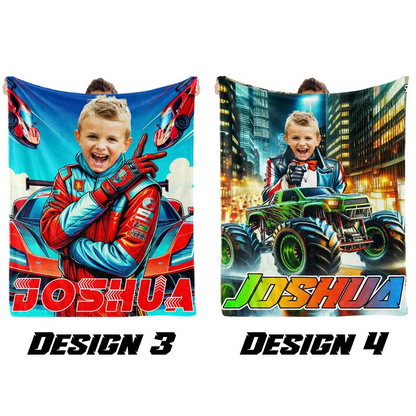 Personalized Superhero Monster Truck Blanket