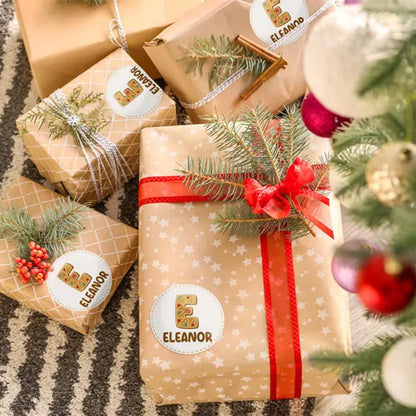 Personalized Round Name Stickers for Christmas Gifts