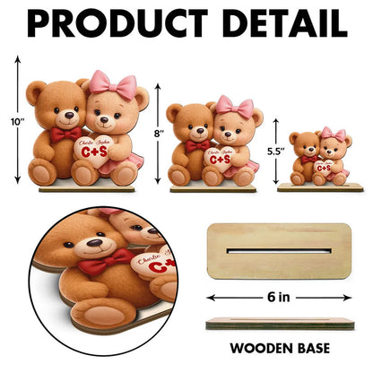 Loving Bear Couple - Personalized Wooden Plaque