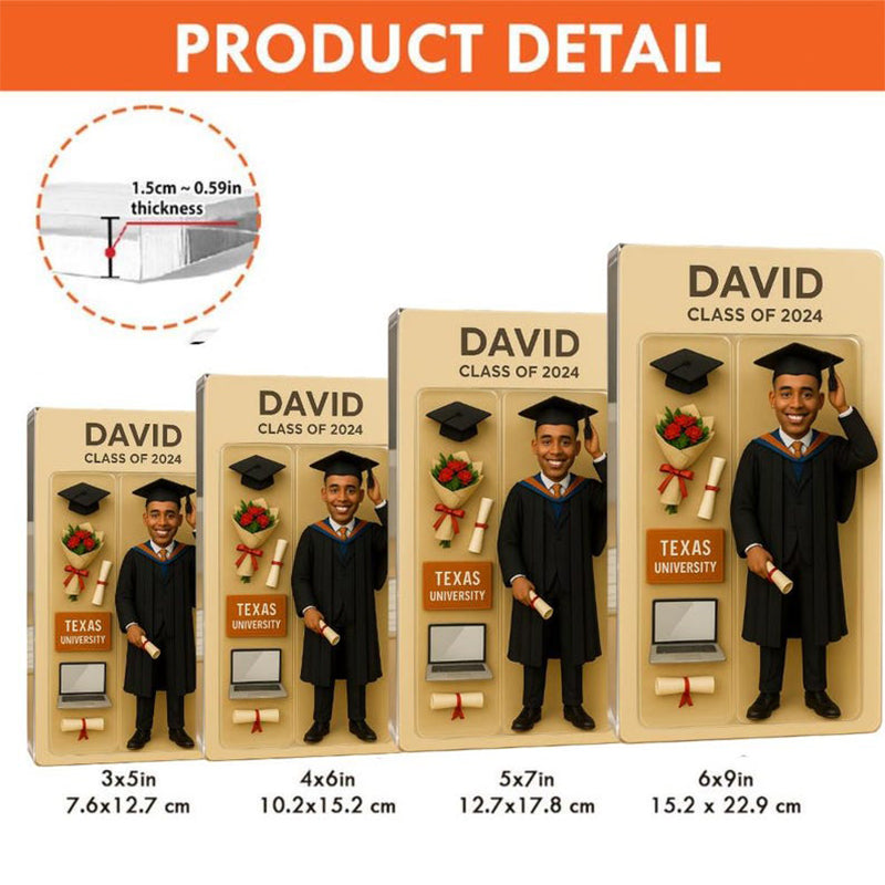 Personalized 3D Graduation Action Figure Plaque: Custom Acrylic Keepsake
