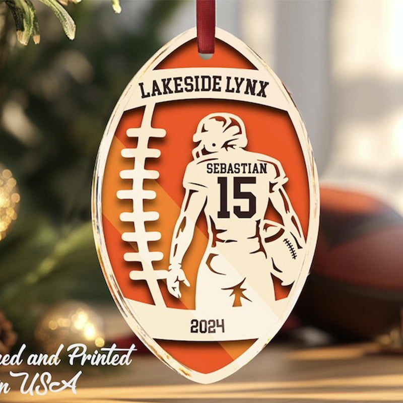 American Football Player Ornament, Football Fan Gift