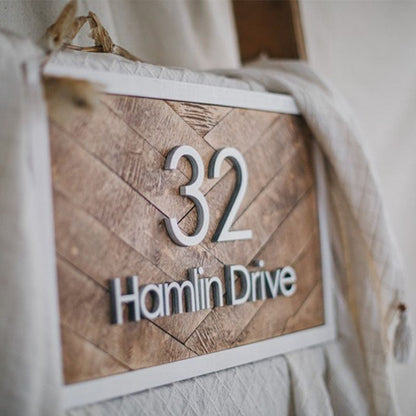 Square House Address Sign Home Decor