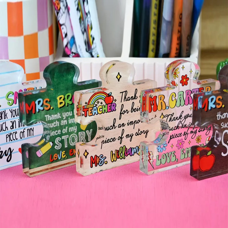Personalized Teacher Appreciation Gift Puzzle Piece, Custom Acrylic