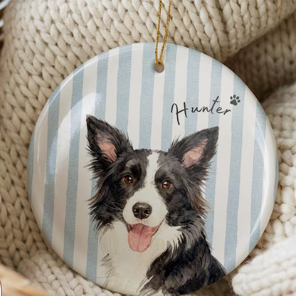 Personalized Pet Memorial Watercolor Ornament from Photo + Name