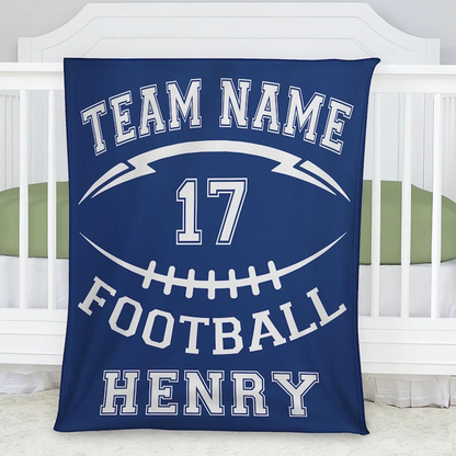 Personalized Football Blanket Custom, Custom Football Blanket with Name