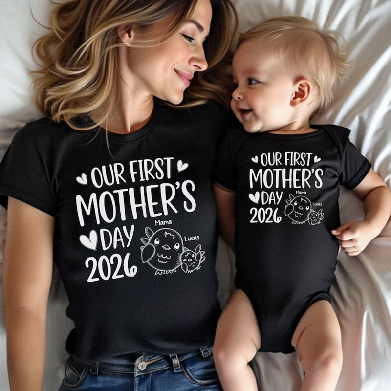 Custom Mama Tee, Personalized Our First Mothers Day 2026 Shirt