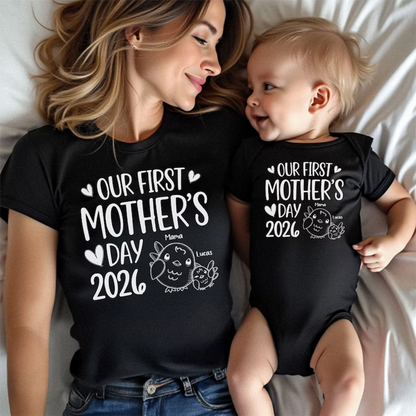 Custom Mama Tee, Personalized Our First Mothers Day 2026 Shirt