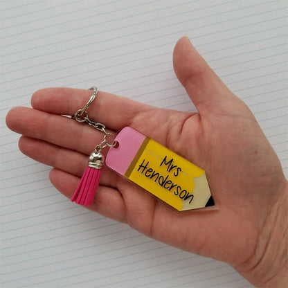 Personalized Pencil Keychain, Teacher Name School Appreciation Gift