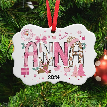 Personalized Girls Name Christmas Ornament, Cute Christmas Ornament for Kids