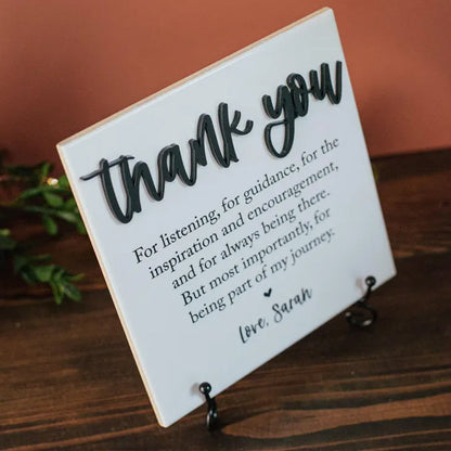 3D Custom Thank You Ceramic Tile Plaque With Stand, Thank You Mentor Sign