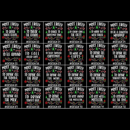 144 Quotes Most Likely to Christmas Shirt, Family Matching Christmas T-Shirts, Christmas Shirt