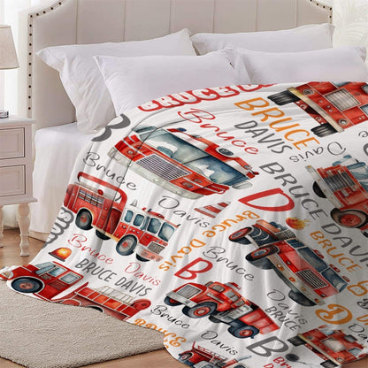 Custom Fire Engine Name Blanket