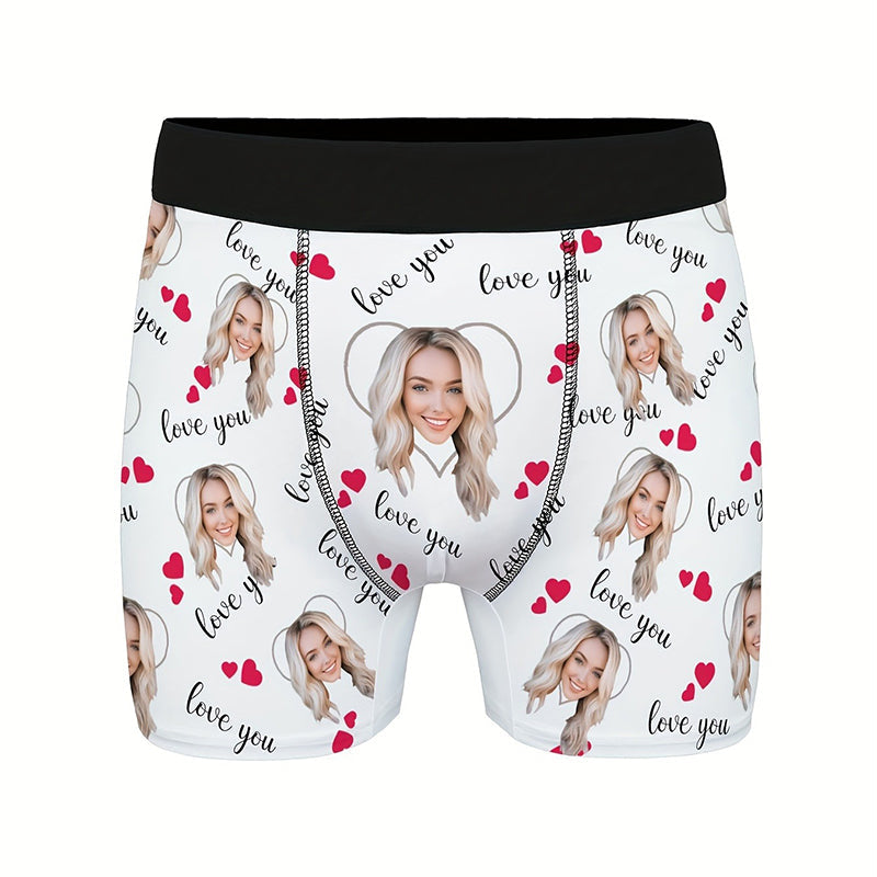 Custom Photo Print Boxer Briefs, High-Elastic Polyester