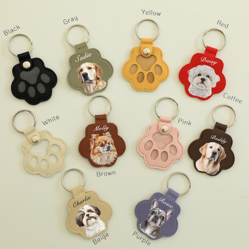 Personalized Pet Photo Keychain: Custom Dog Cat Memorial Fur Keepsake
