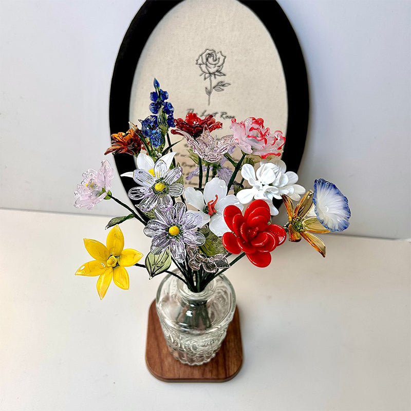 Glass Birth Month Flowers, Birth Flower Bouquet