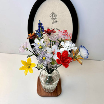 Glass Birth Month Flowers, Birth Flower Bouquet