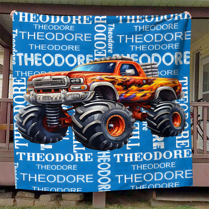 Customizable Monster Truck Flannel Throw Blanket