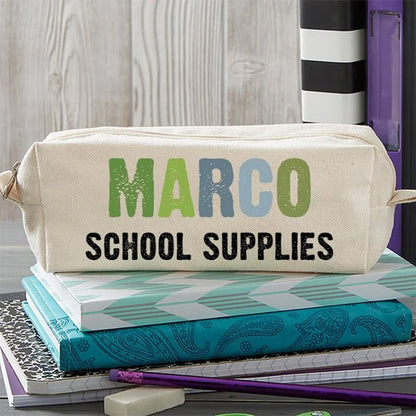All Mine Personalized Canvas Pencil Case, Personalized School Supplies