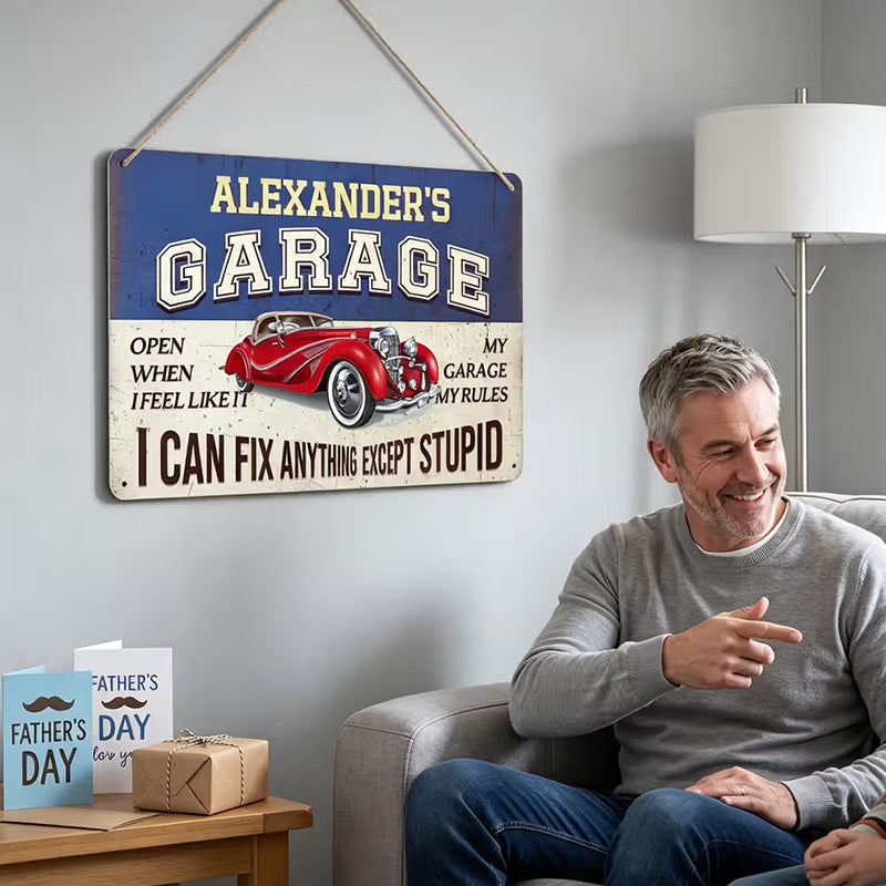 Personalized I Can Fix Anything Except Stupid Vintage Garage Metal Sign