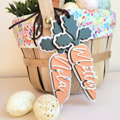 Personalized Easter Basket Tag | Custom Carrot Tag | Wooden Kids Name Tag