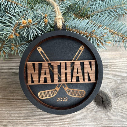 Personalized Hockey Puck Christmas Ornament