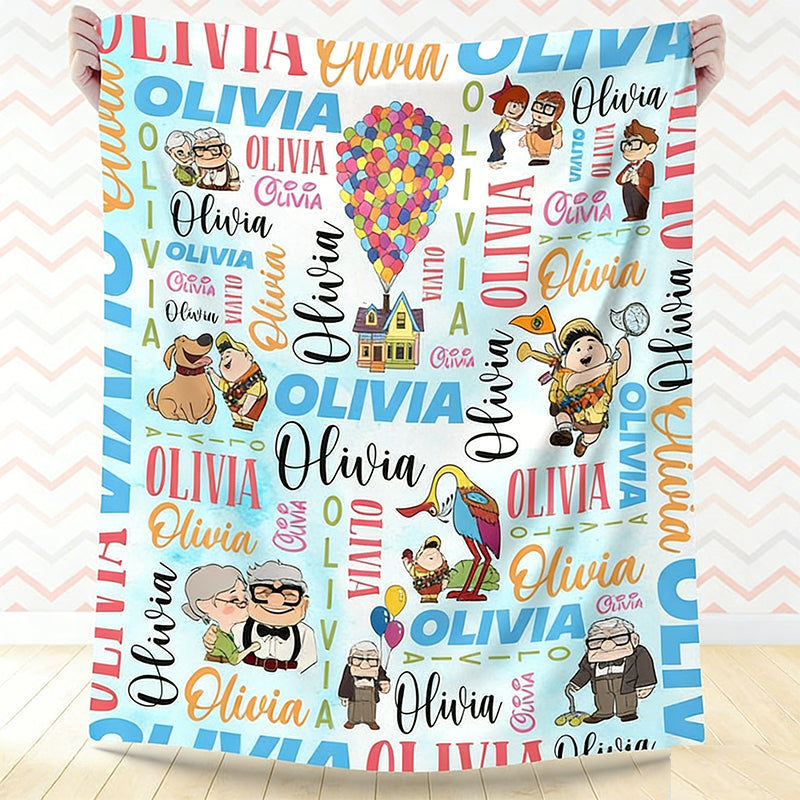 Personalized Watercolor Disney Pixar Up Movie Blanket