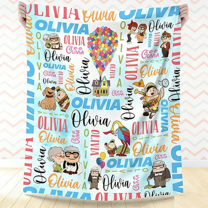 Personalized Watercolor Disney Pixar Up Movie Blanket