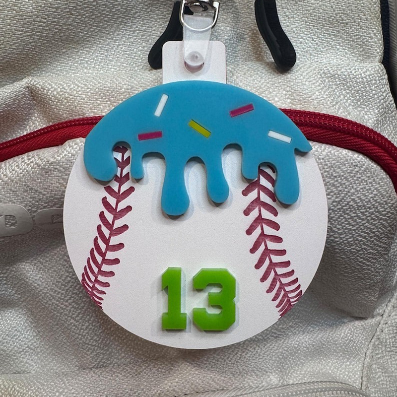 Personalized Baseball Bag Tag, Ice Cream Drip Bag Tag