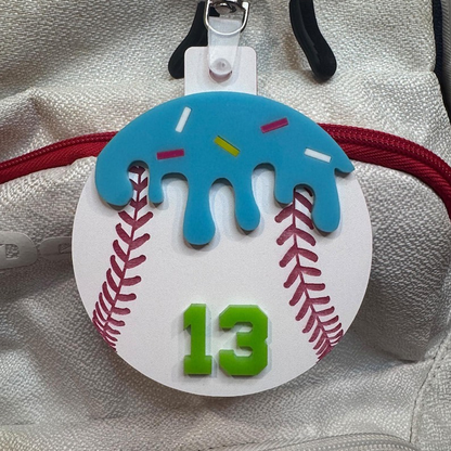Personalized Baseball Bag Tag, Ice Cream Drip Bag Tag