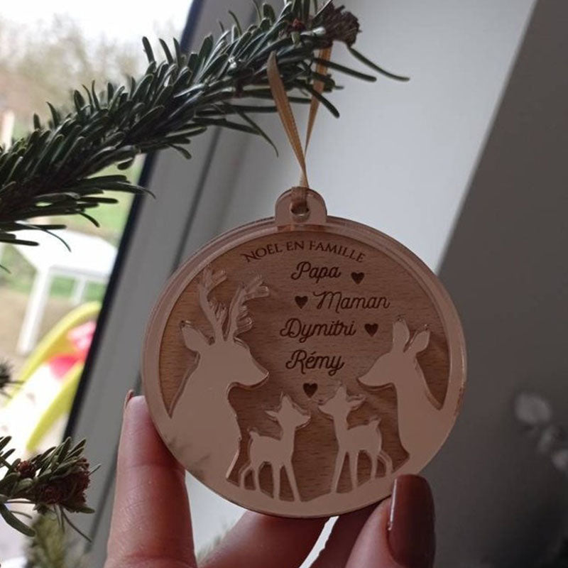 Personalized Christmas bauble - Deer family, doe, fawn - Family Christmas