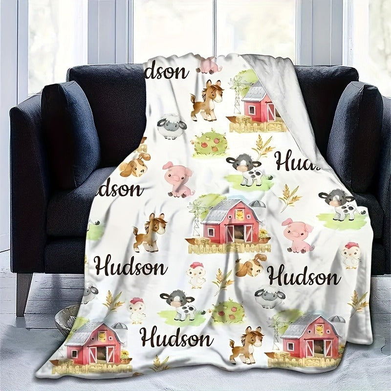 Personalized Text Customization, Animal Farm Print Blanket
