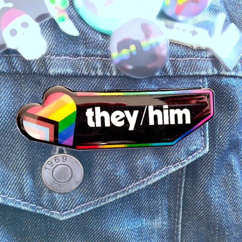 Personalized Pronouns Name Tag | Custom LGBTQ Pride identity