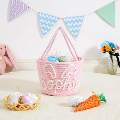 Personalized Easter Basket With Baby Name|Cute Bunny Custom Toddler Name Basket