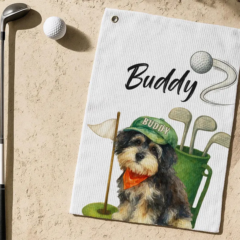 Custom Pet Golf Towel with Pet Photo and Name, Golf Gifts For Men Birthday