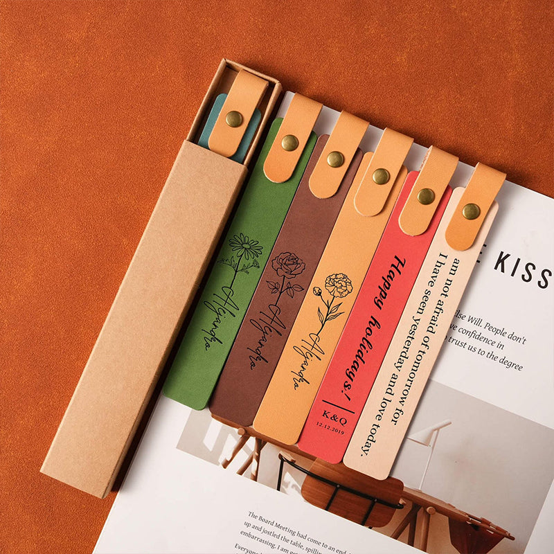 Personalized Leather Bookmark: Custom Engraved Full-Grain Italian Leather