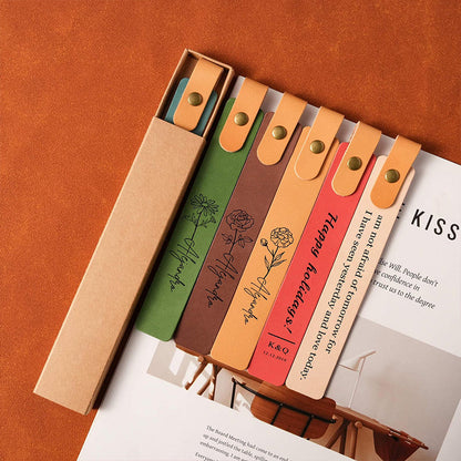 Personalized Leather Bookmark: Custom Engraved Full-Grain Italian Leather