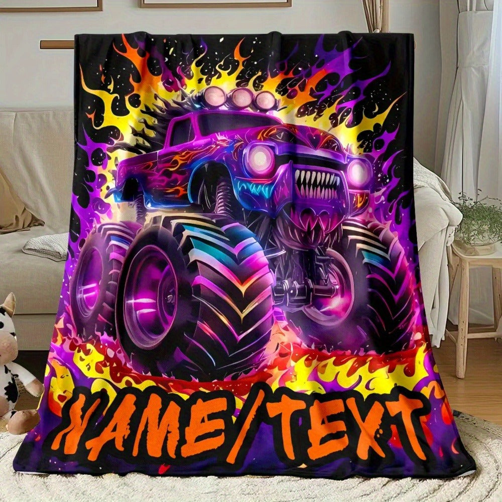 Custom Name Monster Truck Blanket