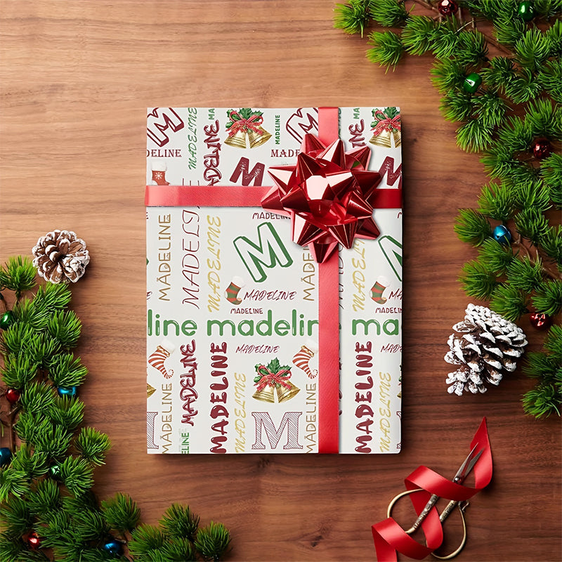 Personalized Text Wrapping Paper - Christmas Gifts Name Custom Funny Christmas Wrapping Paper