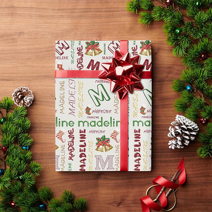 Personalized Text Wrapping Paper - Christmas Gifts Name Custom Funny Christmas Wrapping Paper