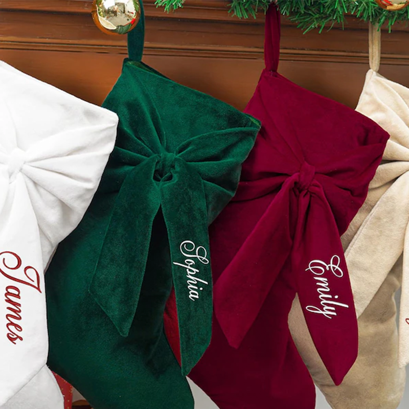 Personalized Bow Christmas Stocking, 2025 Christmas Stocking