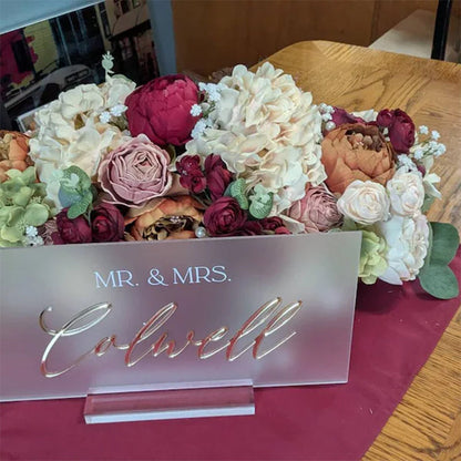 3D Mirrored Acrylic Wedding Head Table Mr Mrs Sign