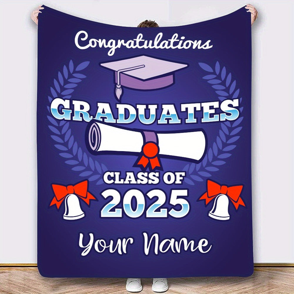 Custom Name Graduation Season 2025 Fleece Blanket Signature