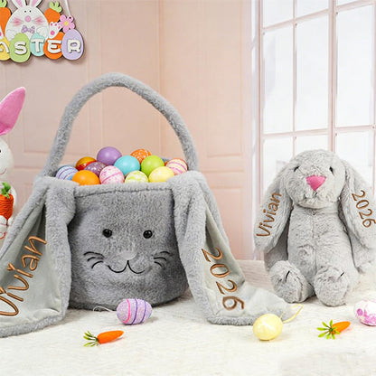 Personalized Easter Gift,Plush Easter Basket,Stuffed Bunny
