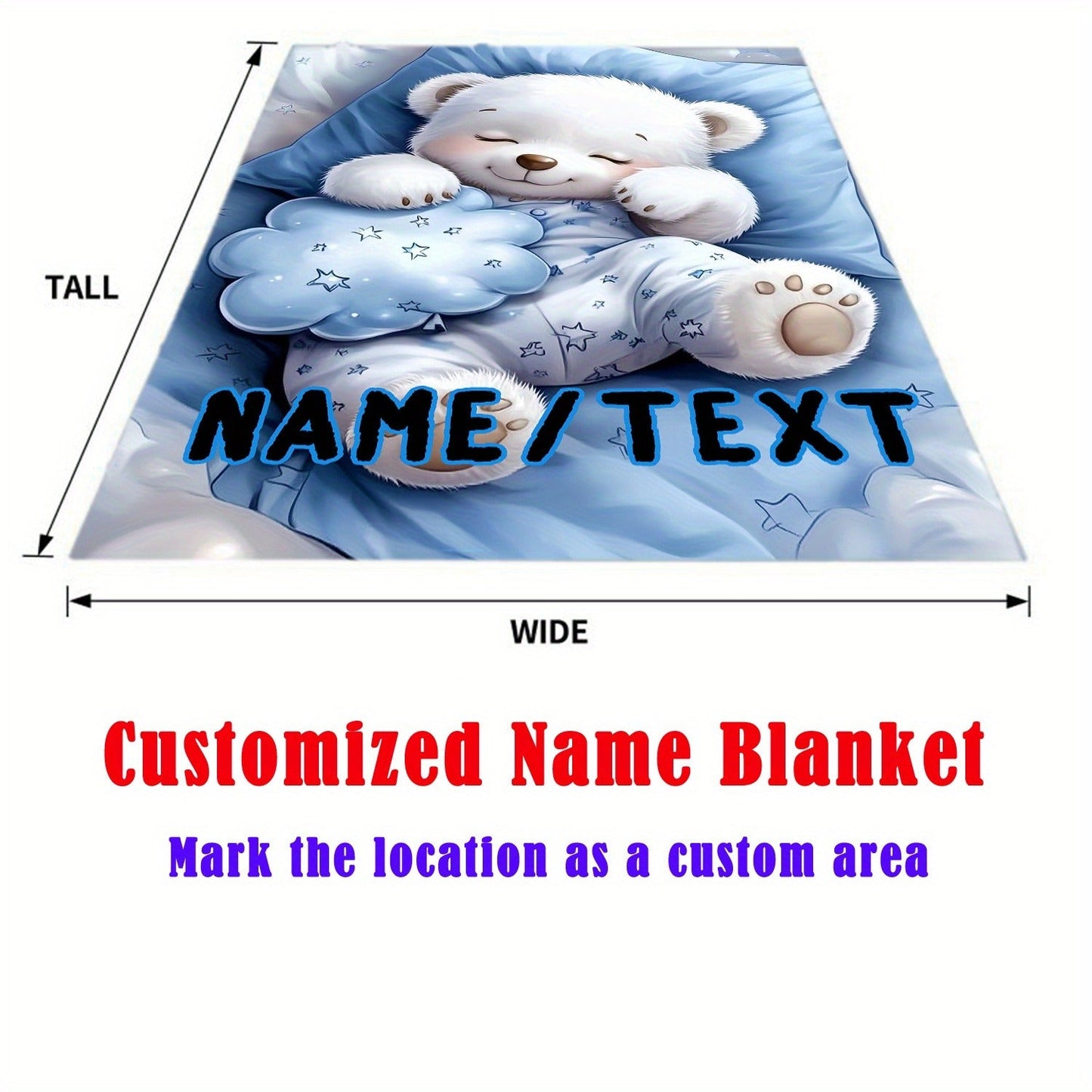 Personalized White Bear Flannel Blanket