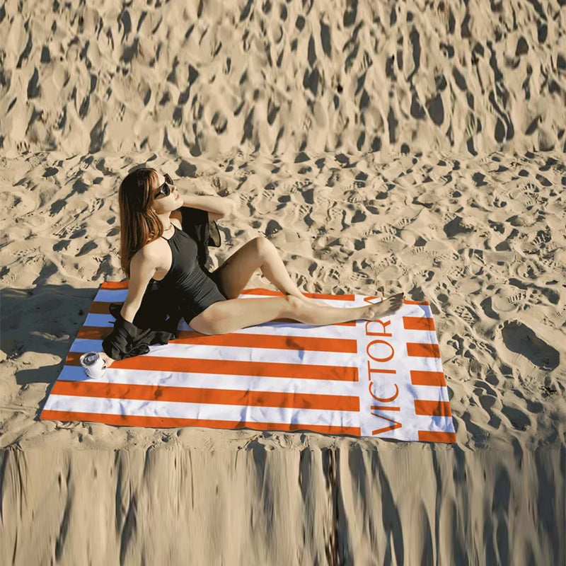 Striped Personalized Name Beach Towels, Custom Name Beach Towel