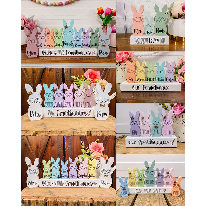 Personalized Easter Bunny Block - Chunky Wooden Easter Bunny