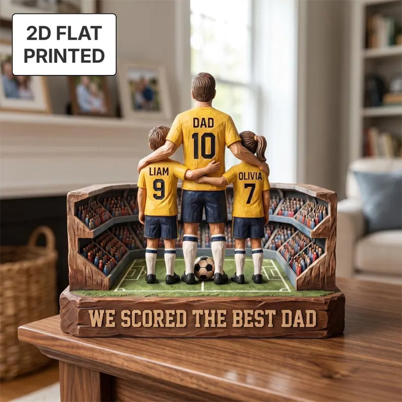 Personalized Baseball Soccer Football Basketball  Dad & Kids 2D FLAT Wooden Block, Custom Jersey Sign